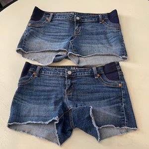 2 pairs- Gap Maternity Jean denim shorts